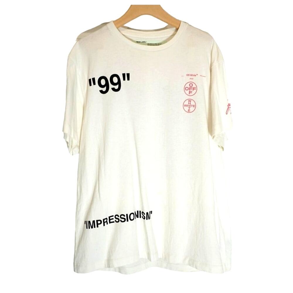 OFF-WHITE - Impressionism Oversized Boat T-Shirt in White Black & Pink / Size XS